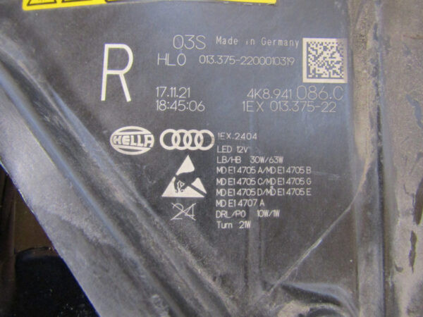 KOPLAMP AUDI A7 C8 RS6 RS7 4G0 LASER 19- 4K8941086 RECHTS A156/D56