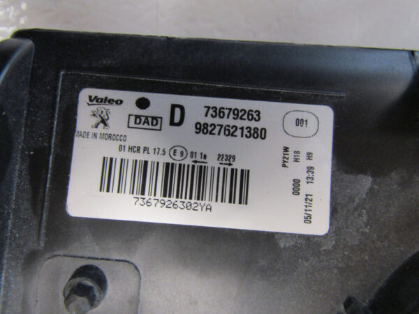 KOPLAMP PEUGEOT 208 II 2 2008 II 2 HALOGEEN 19-23 9827621380 RECHTS A31/B31