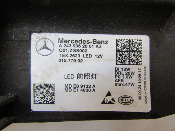 KOPLAMP MERCEDES EQA EQB FULL LED RH 21-24 A2439062801 Rechts S844/K4/2D
