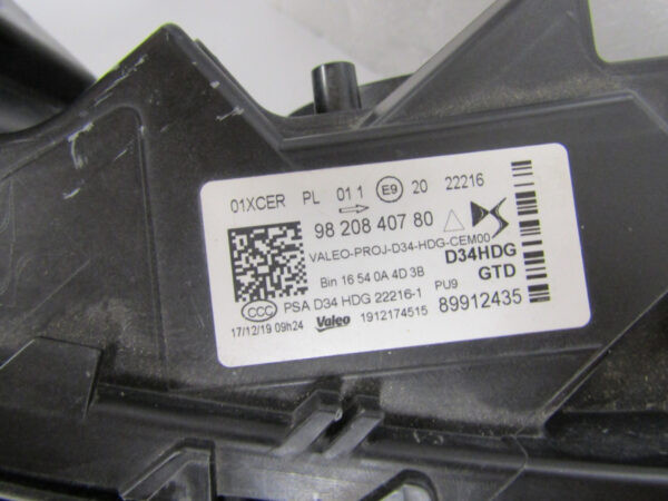 KOPLAMP CITROEN DS3 CROSSBACK FULL LED 18- 9820840780 LINKS A122/F32