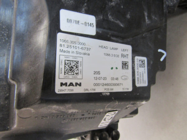 KOPLAMP MAN TGX TGE TGS Halogeen 20- Links A699/5K/7B