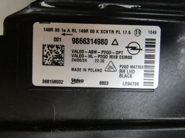 Koplamp OPEL MOKKA 2 II FULL LED LUX Rechts 20- 9866314980 S784/K5/2G