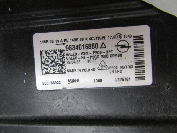 KOPLAMP OPEL MOKKA 2 II FULL LED MATRIX 20- 9834016880 LINKS S267/F136