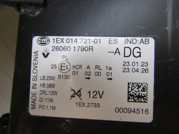 Koplamp Renault Trafic 3 III Facelift LED 20- 260601790R Links S600/K5/10E