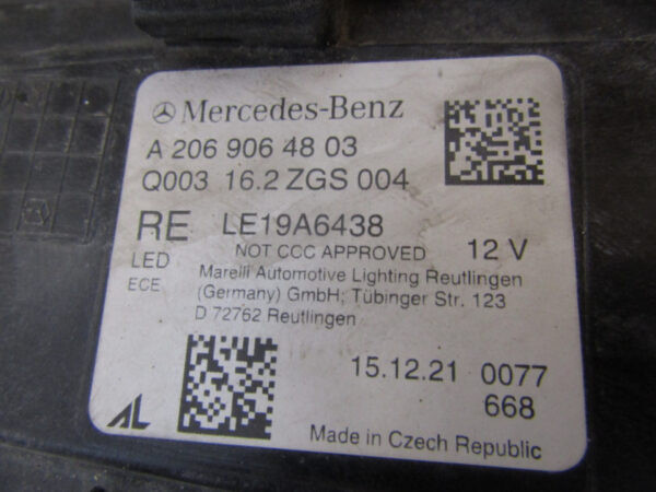 Koplamp MERCEDES C KLASSE W206 Full LED DIGITAL LIGHT 22- A2069064803 RECHTS K153/A33