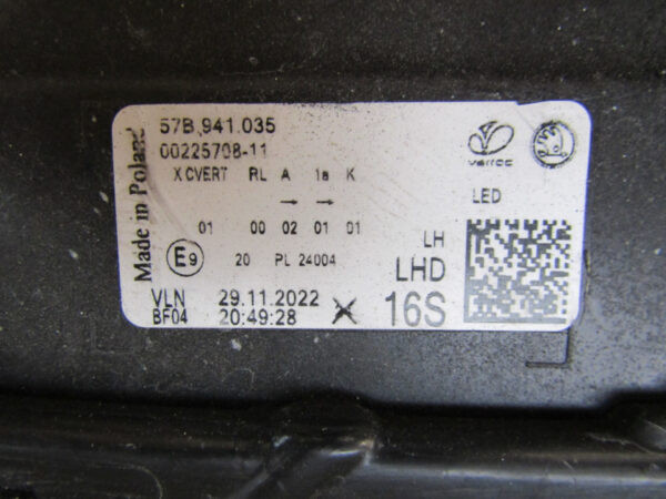 Koplamp Skoda Karoq Facelift FULL LED 21- 57B941035 Links S842/K4/2D