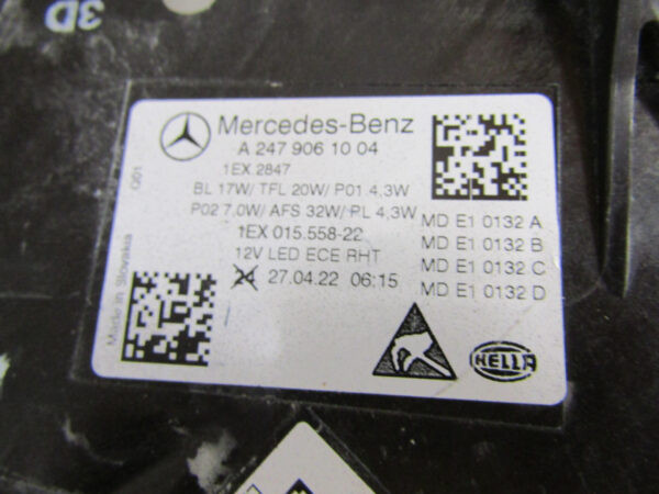 KOPLAMP MERCEDES B KLASSE W247 LED FACELIFT PERFORMANCE 22- A2479061004 RECHTS A1019/4K/14E