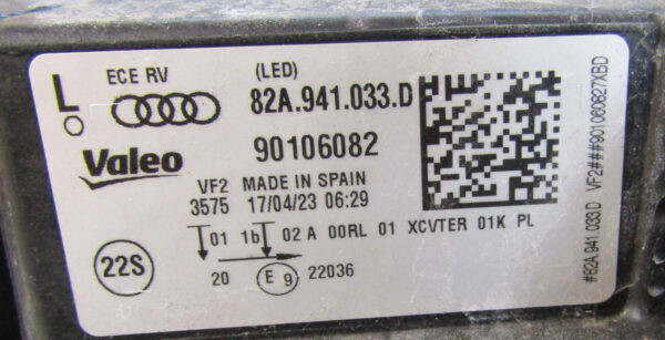 KOPLAMP AUDI A1 82A LED LH 18- 82A941033D Links S625/D53