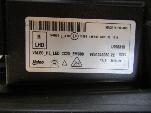 KOPLAMP CITROEN E-C3 C3 IV 4 LED 24- 9851349080 Rechts S850/K4/2F
