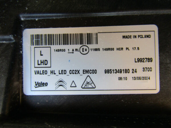 KOPLAMP CITROEN E-C3 C3 IV 4 LED 24- 9851349180 Links S585/K5/1E