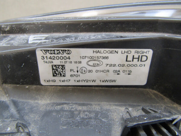 KOPLAMP Volvo V40 NORMAAL 12-16 3142004 RECHTS Q500/B184