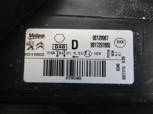 KOPLAMP Citroen C-Elysee C ELYSEE 16- 9817297880 RECHTS Q495/B177