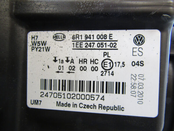 Koplamp Volkswagen Polo 6R 09-14 6R1941008E Rechts Q714/K5/5F
