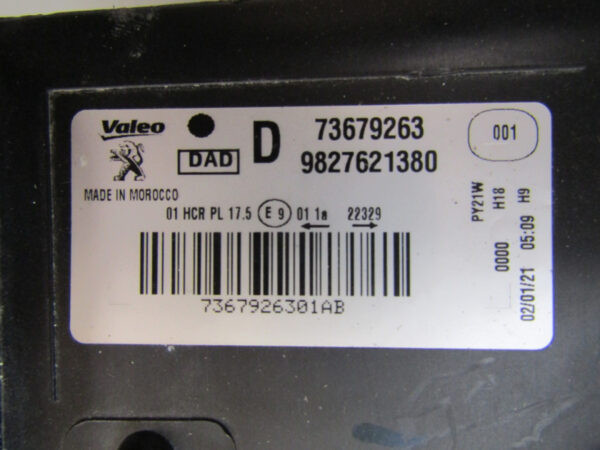 KOPLAMP PEUGEOT 208 II 2 2008 II 2 19-23 9827621380 Rechts Halogeen S465/F193
