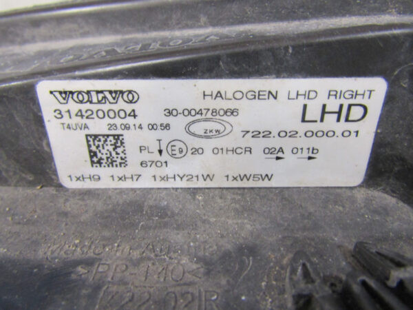 KOPLAMP Volvo V40 12-16 31420004 RECHTS Q218/D113