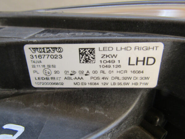 Koplamp Volvo V40 2 II Facelift FULL LED 16-19 31677023 Rechts Q742/K5 14A