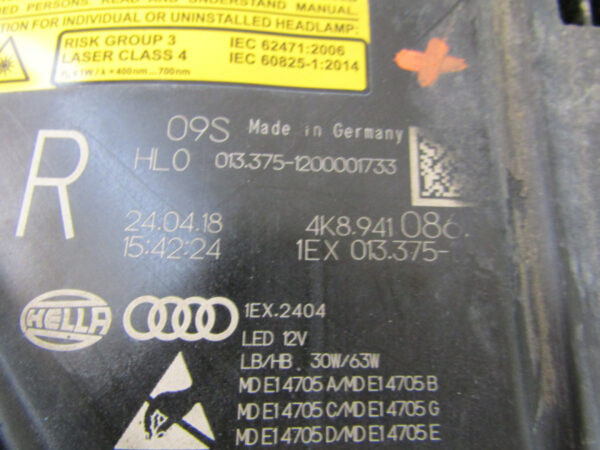 Koplamp Audi A7 C8 RS6 RS7 LASER 19- 4K8941086 Rechts Q560/K5/1G