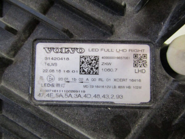 Koplamp Volvo XC60 2 II FULL LED 17-24 31420418 RECHTS S09/C100