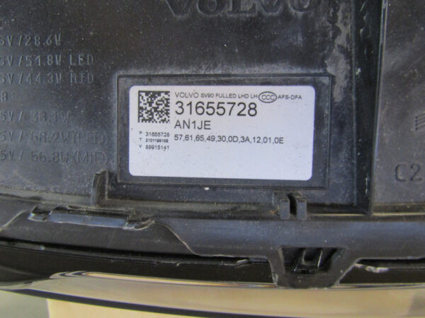 Koplamp Volvo V90 S90 FULL LED ACTIVE 16- 31655728 LINKS S91/F126