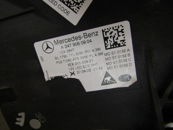 KOPLAMP MERCEDES B KLASSE W247 LED FACELIFT PERFORMANCE 22- A2479060904 LINKS A1125/4K/10G