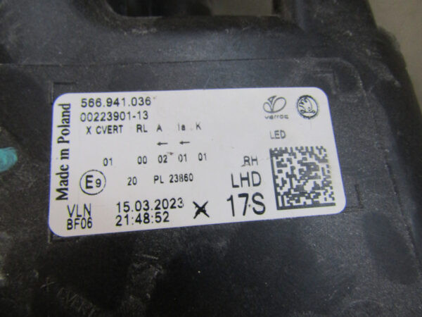 KOPLAMP SKODA KODIAQ I FACELIFT FULL LED 21- 566941036 RECHTS A1032/4K/13C