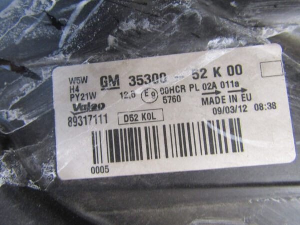 KOPLAMP OPEL AGILA B II STANDAARD 08-14 89317111 LINKS S927/4K/14B
