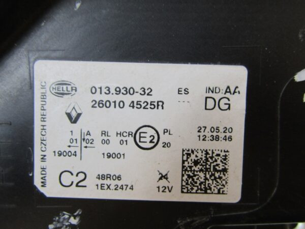 Koplamp Renault Captur 2 II LED 19-23 260104525R RECHTS S1042/K4/11B