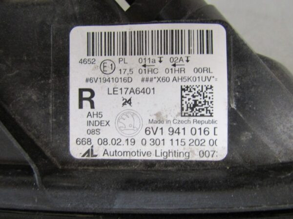 KOPLAMP SKODA FABIA 3 III FACELIFT STANDAARD 18-22 6V1941016D RECHTS S1090/K4/13B