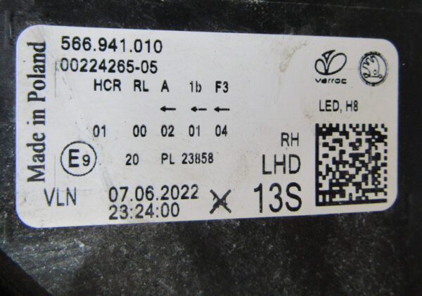 KOPLAMP Skoda Kodiaq 566 FACELIFT LED 21- 566941010 RECHTS S973/4K/6E