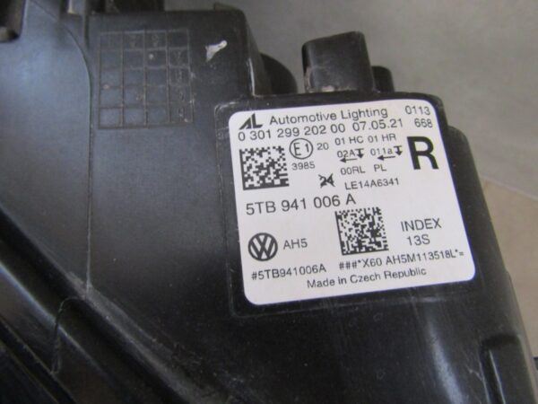 Koplamp VW VOLKSWAGEN TOURAN III 3 5TB Standaard 15- 5TB941006A Rechts A1165/4K/10D
