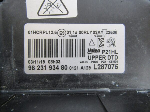 Koplamp Peugeot 208 II 2008 II FULL LED 19-23 RH 9823193480 RECHTS Q1015/K5 14D