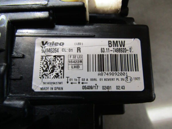 Koplamp BMW 4 SERIE F32 F33 F36 FACELIFT LCI ADAPTIVE LED 17-20 RH 6311 7498920 RECHTS Q906/D187