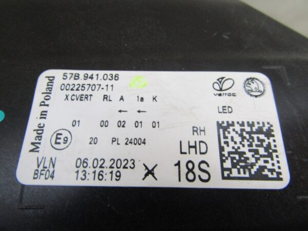 KOPLAMP Skoda Karoq FULL LED 17-21 57B941036 RECHTS Q1018/K5 13C