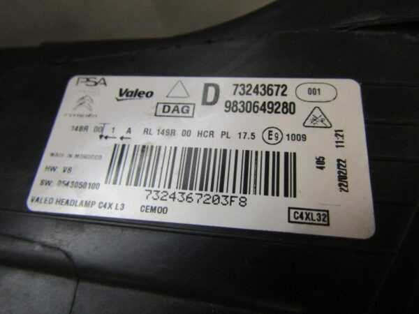 Koplamp Citroen C4 LED 20- 9830649280 RECHTS Q999/K4 7G