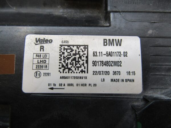 Koplamp BMW X1 F48 FACELIFT LCI FULL LED 19-22 63115A01172 RECHTS Q951/K5 12D