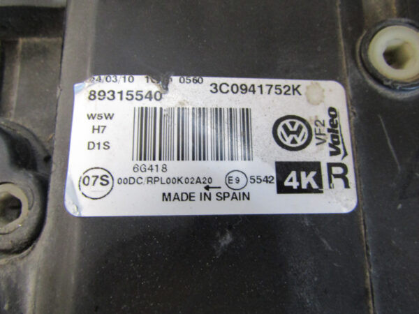 KOPLAMP VW VOLKSWAGEN Passat B6 XENON 05-10 3C0941752K RECHTS Q845/K4 1F