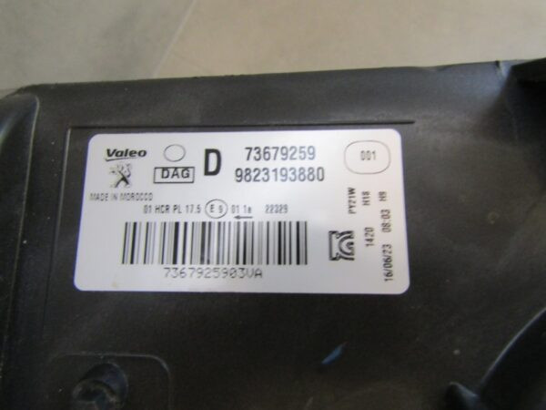 KOPLAMP PEUGEOT 208 II 2 2008 II 2 STANDAARD 19-23 RH 9827621380 RECHTS A1231/4K/10G