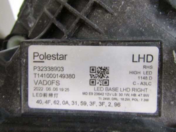 KOPLAMP VOLVO Polestar 2 LED 20- RH RECHTS P32338903 S1165/K4/9E