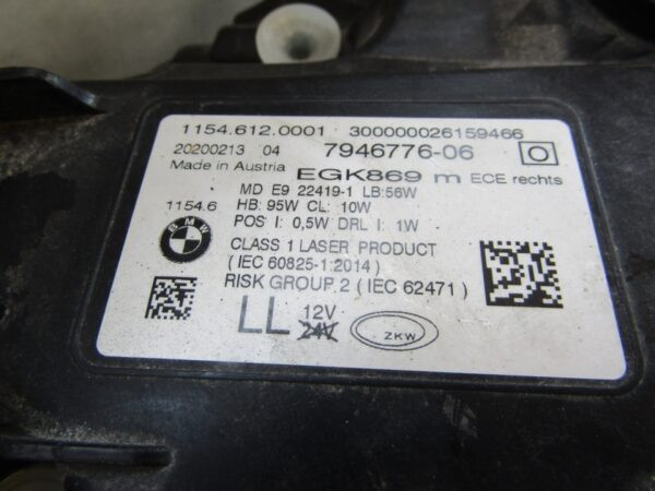 Koplamp BMW 7 SERIE G11 G12 FACELIFT LCI LASER 18 -22 RH 7946776 RECHTS Q1113/K5 5E