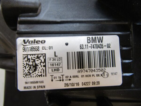 KOPLAMP BMW 3 SERIE GT F34 FACELIFT 16-20 FULL LED LH LINKS 7470435 S1161/k4/2C
