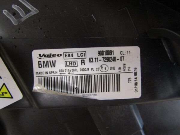 KOPLAMP BMW X1 E84 FACELIFT LCI 12-15 RH RECHTS COMPLEET 6311 7290240 S1159/K5/16G