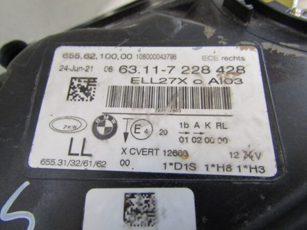 KOPLAMP BMW 7 SERIE F01 F02 XENON 08-12 RH 6311 7228428 RECHTS Q1107/B201