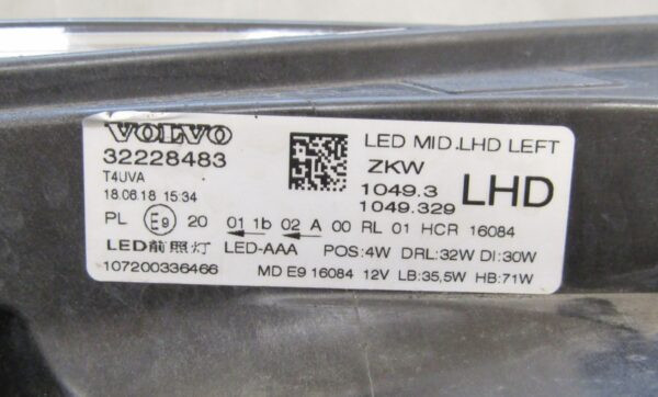 Koplamp Volvo V40 2 II FACELIFT MID LED 16-19 32228483 LINKS  S1148/B1