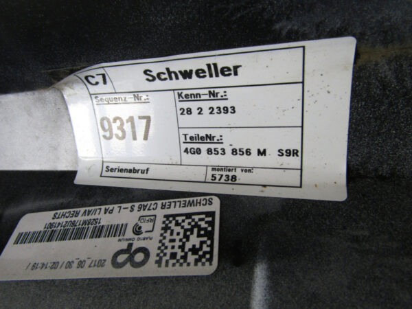 Zijskirt Dorpellijst Rechts Audi A6 C7 S-Line SLine 4G0 Facelift 14 4G0853856 Dorpel P10287