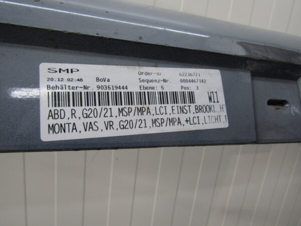 Zijskirt Dorpellijst Rechts BMW 3 G20 G21 M Pakket MPakket 18- 51778069382 Dorpel P13963