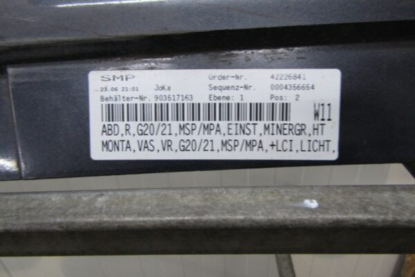 Zijskirt Dorpellijst Rechts BMW 3 G20 G21 M-Pakket MPakket 18- 51778069382 Dorpel P15794