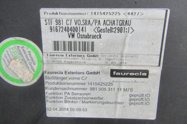 Bumper PORSCHE CAYMAN II 98150531111 12- Voorbumper MZ1958