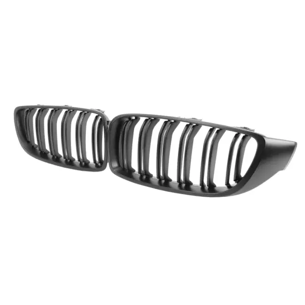 Grill Niergrill Mat Zwart Dubbele Spijl BMW 4 Serie F32 F33 F36 (2013-2020) en BMW M3/M4 F80 F82 F83 (2014-2020) Grille