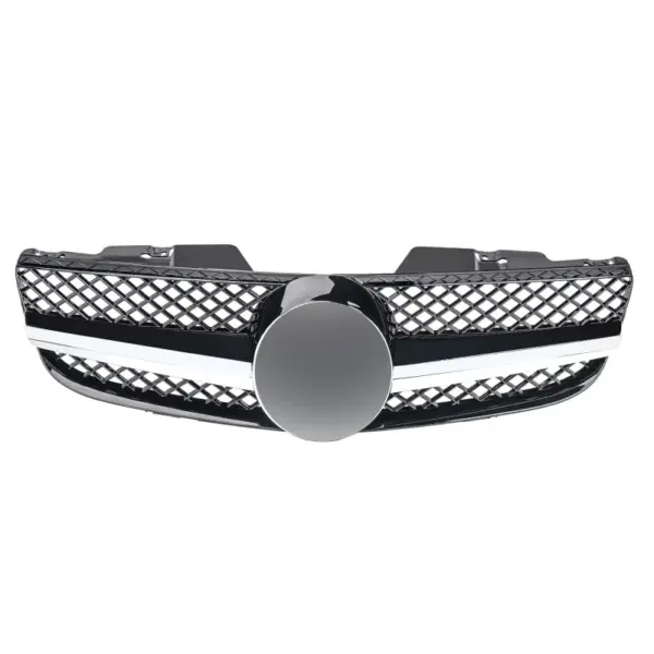 Grill Hoogglans Zwart Chroom Radiatorgrille AMG Look Mercedes SL R230 Eerste Facelift (2006-2008) Grille