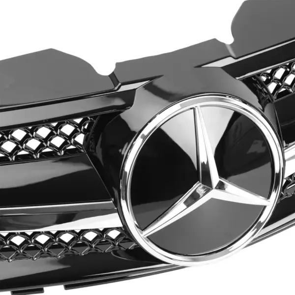 Grill Hoogglans Zwart Chroom Radiatorgrille AMG Look Mercedes SL R230 Pre-Facelift (2001-2006) Grille